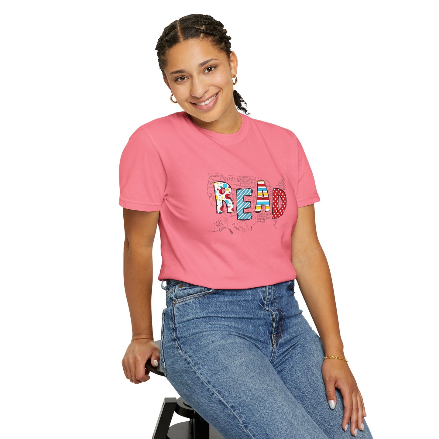 Comfort Colors Unisex Read across the US - Perfect for Teachers, Back to School, Gifts, Classroom Apparel, Casual Wear