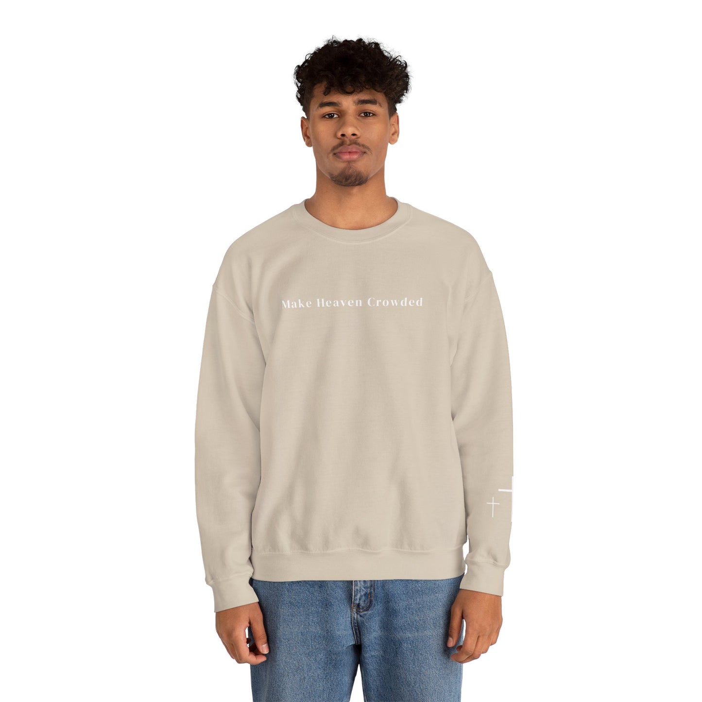 Gildan Make Heaven Crowded Minimalist Inspirational Crewneck Sweatshirt | Unisex, Cozy Fashion, Gift for Her, Casual Wear, Comfort Sweatshirt