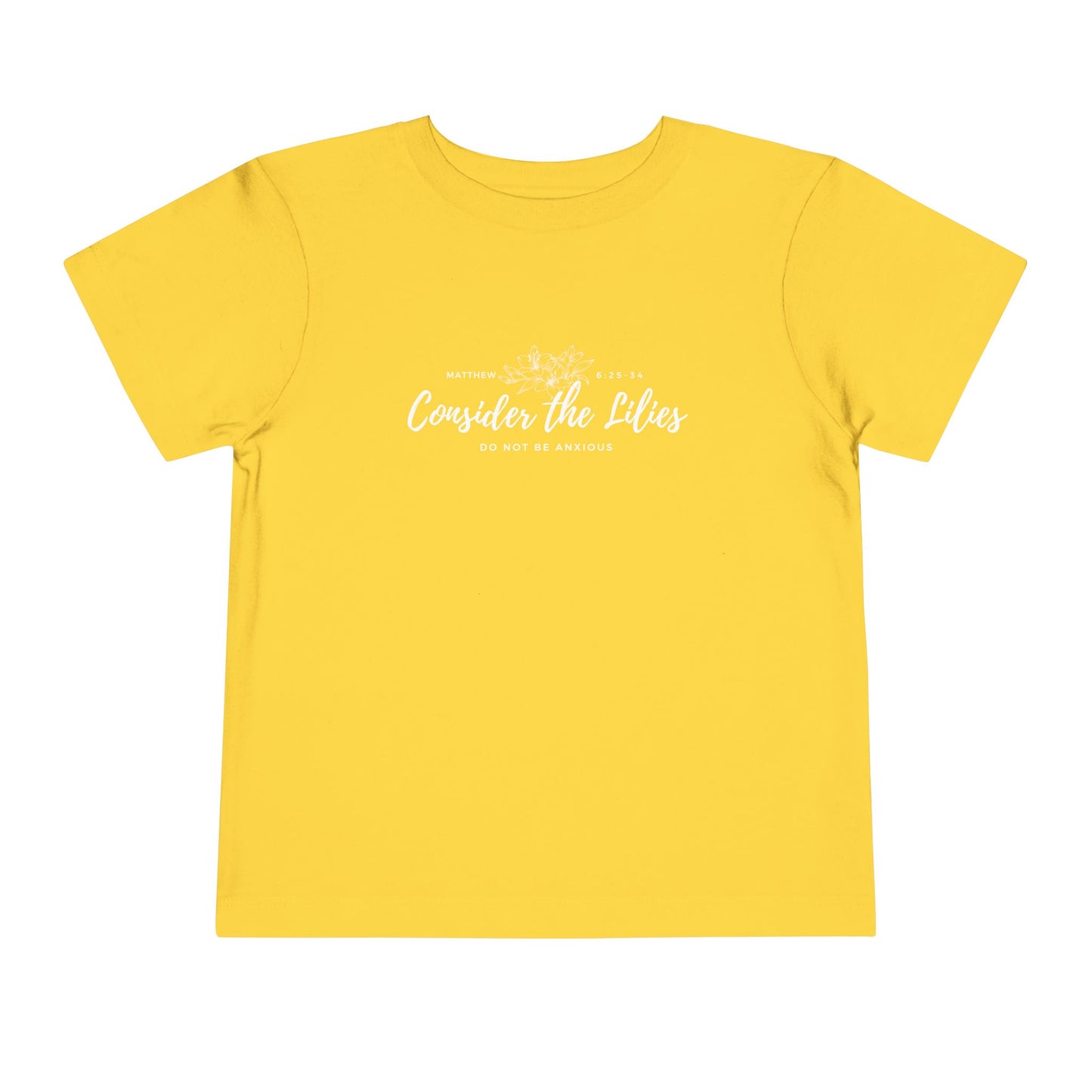 Bella + Canvas Toddler Inspirational Tee - "Consider the Lilies" - Cute Kids Shirt, Birthday Gift, Everyday Wear, Family Matching, Nature Lover