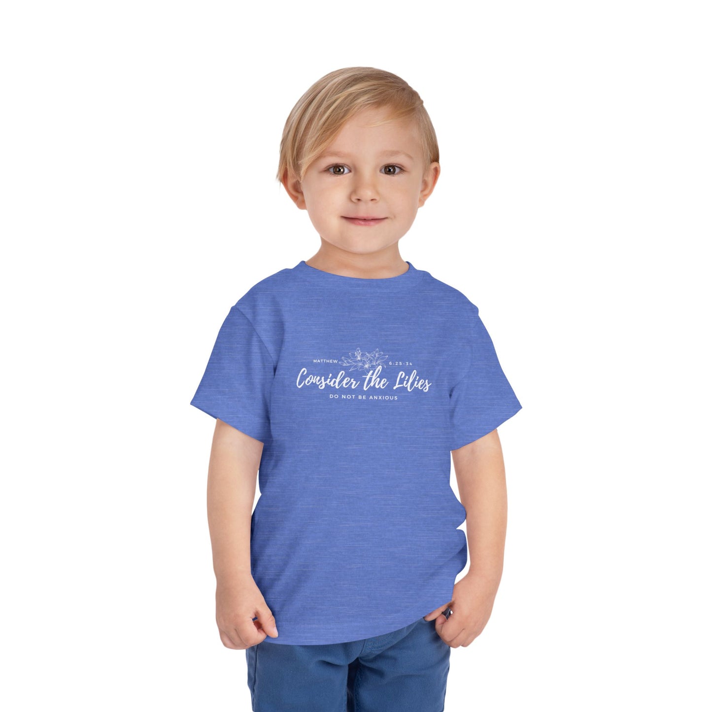 Bella + Canvas Toddler Inspirational Tee - "Consider the Lilies" - Cute Kids Shirt, Birthday Gift, Everyday Wear, Family Matching, Nature Lover