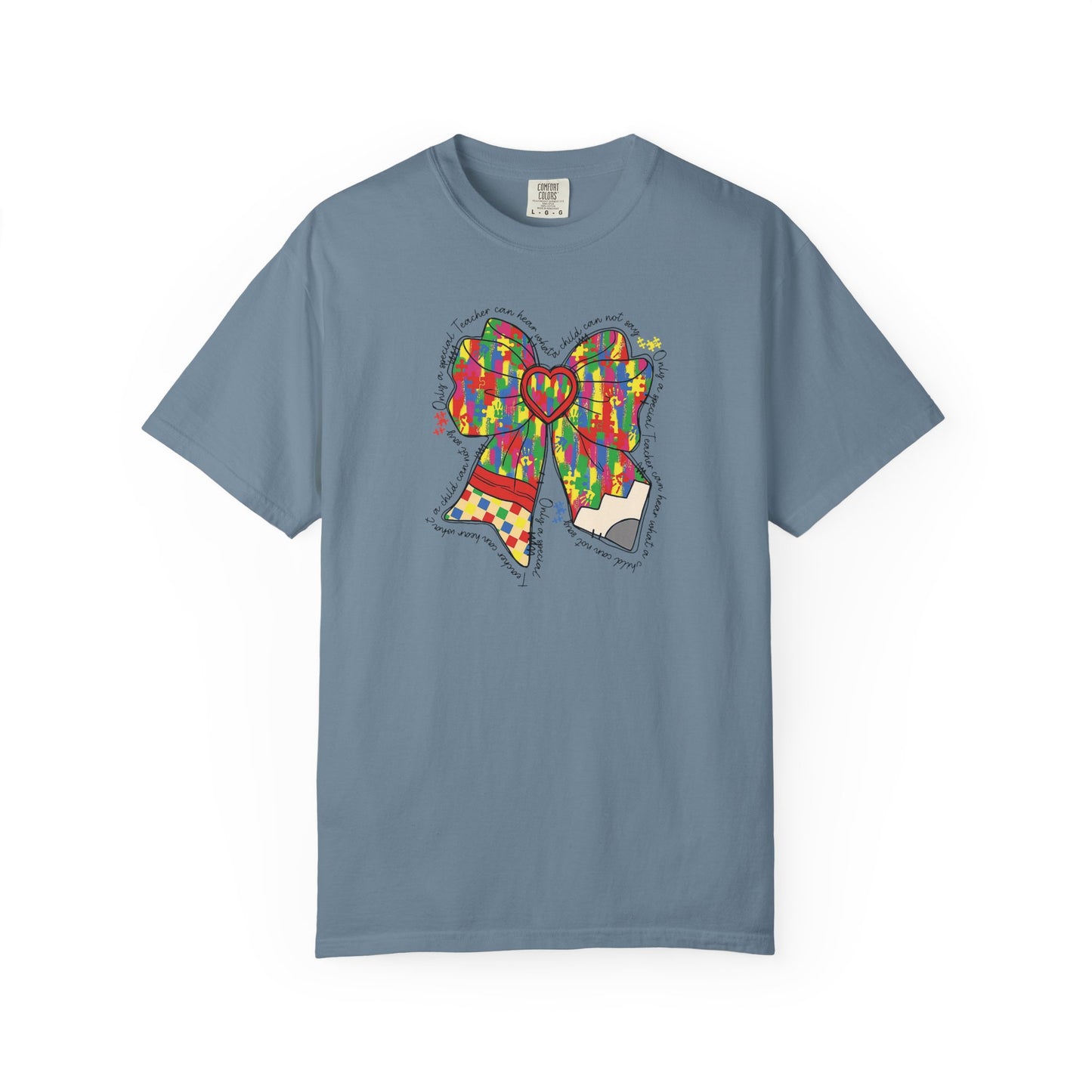 Comfort Colors Special Education Bow T-Shirt , Unisex Garment-Dyed Tee, Casual Wear, Gift for Her, Holiday Apparel