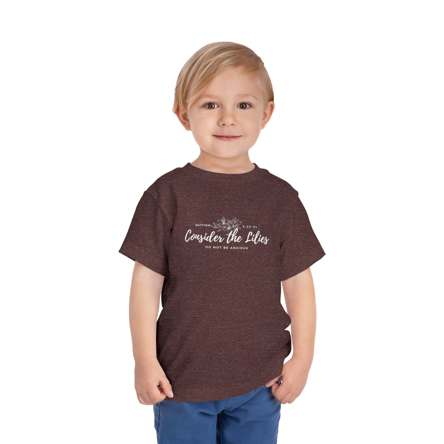 Bella + Canvas Toddler Inspirational Tee - "Consider the Lilies" - Cute Kids Shirt, Birthday Gift, Everyday Wear, Family Matching, Nature Lover
