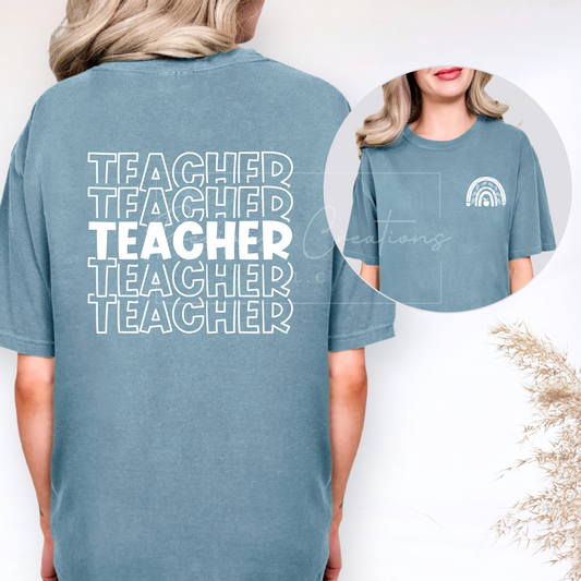 Boho Rainbow Teacher Comfort Colors Tee