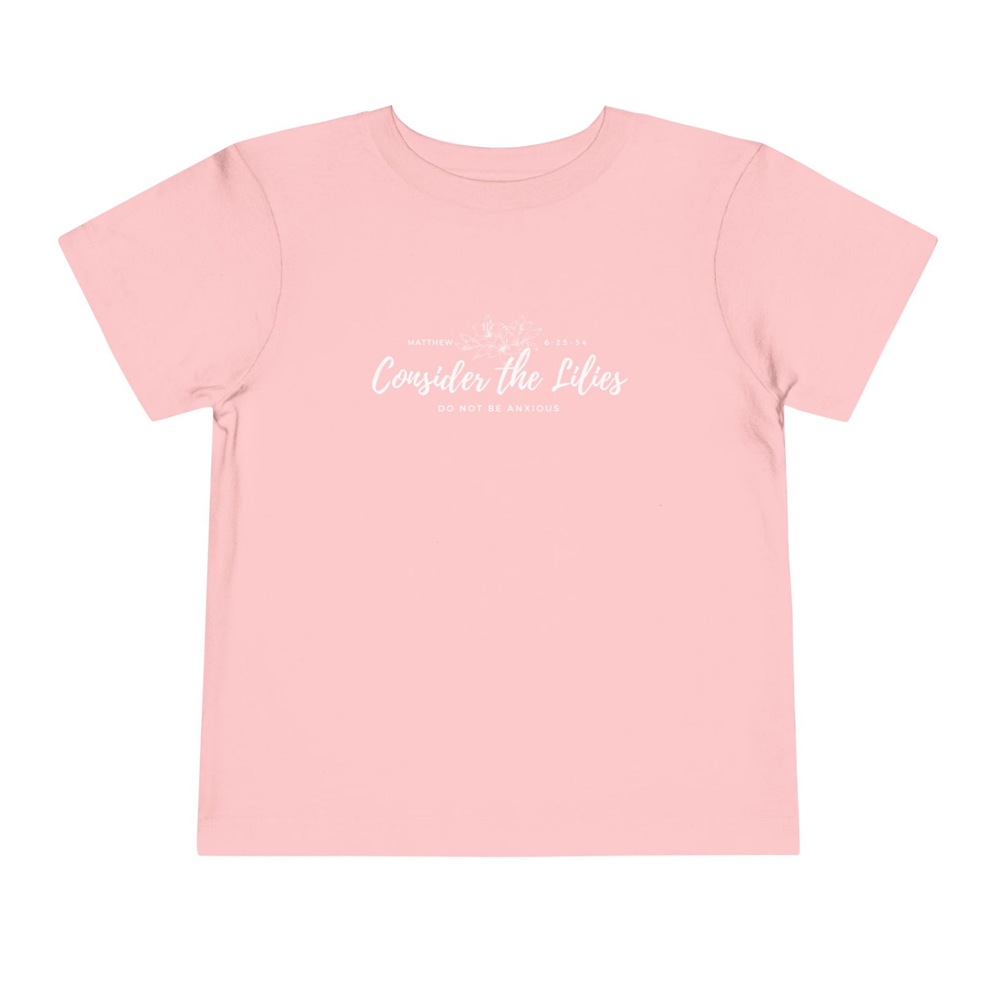 Bella + Canvas Toddler Inspirational Tee - "Consider the Lilies" - Cute Kids Shirt, Birthday Gift, Everyday Wear, Family Matching, Nature Lover