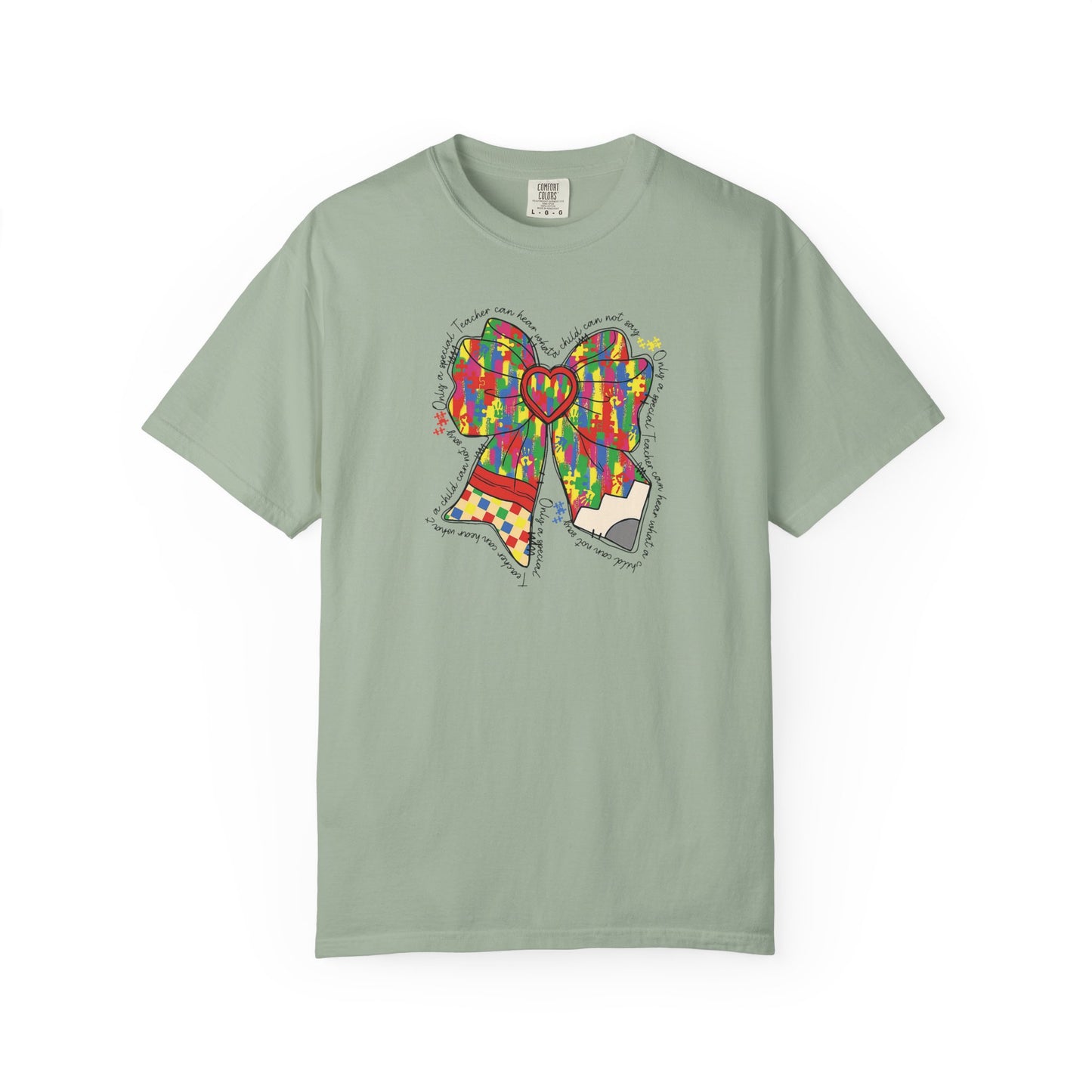 Comfort Colors Special Education Bow T-Shirt , Unisex Garment-Dyed Tee, Casual Wear, Gift for Her, Holiday Apparel