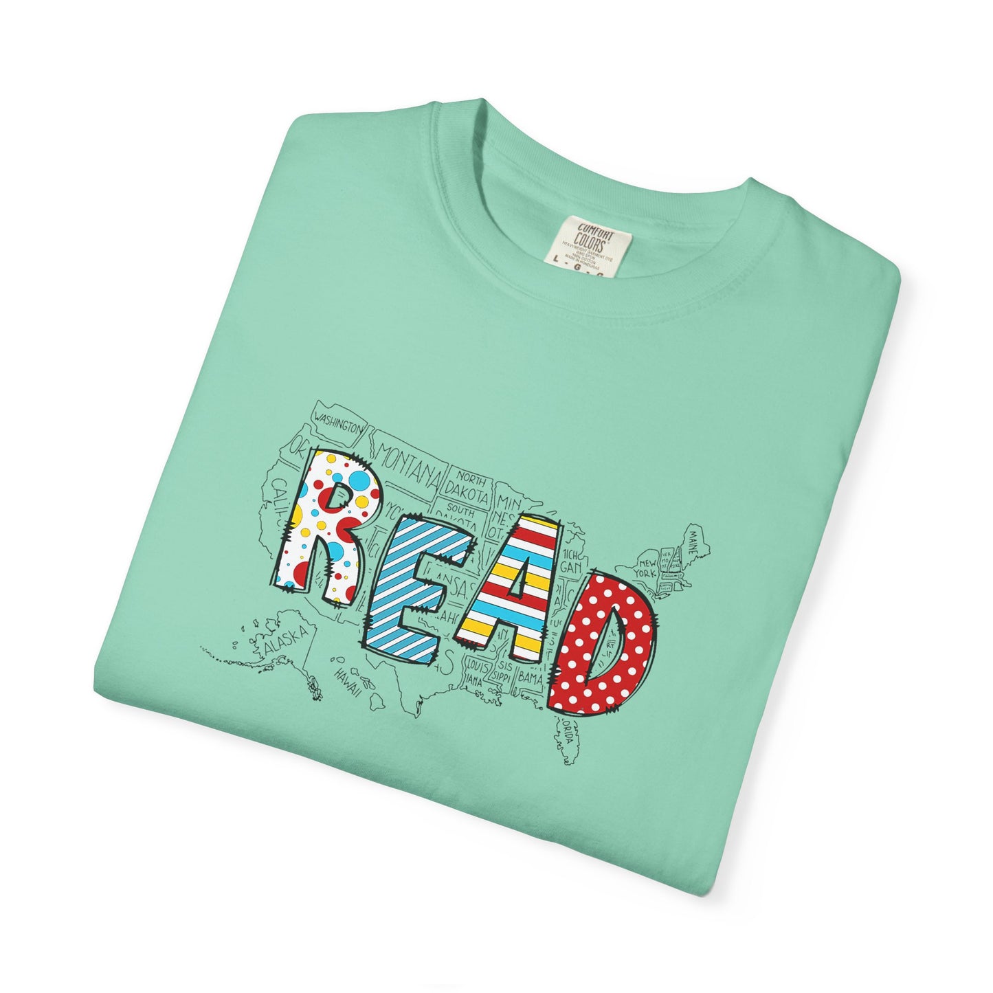 Comfort Colors Unisex Read across the US - Perfect for Teachers, Back to School, Gifts, Classroom Apparel, Casual Wear