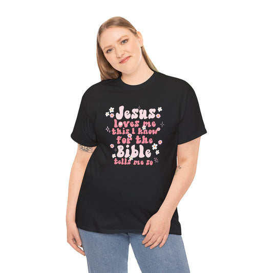 Gildan Jesus Loves Me Heavy Cotton Tee - Unisex Christian T-Shirt, Faith-Based Apparel, Gift for Church, Inspirational Top, Bible Verse Shirt