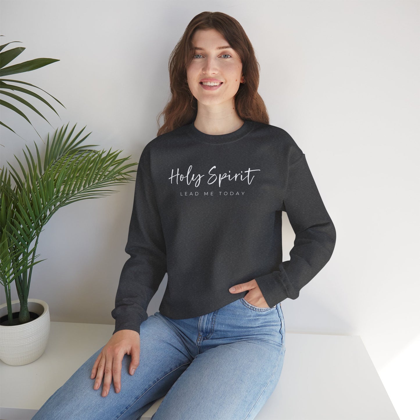 Gildan Comfortable Unisex Crewneck Sweatshirt - "Holy Spirit Lead Me Today" - Faithful Gift, Cozy Wear, Inspirational Apparel, Spiritual [...]