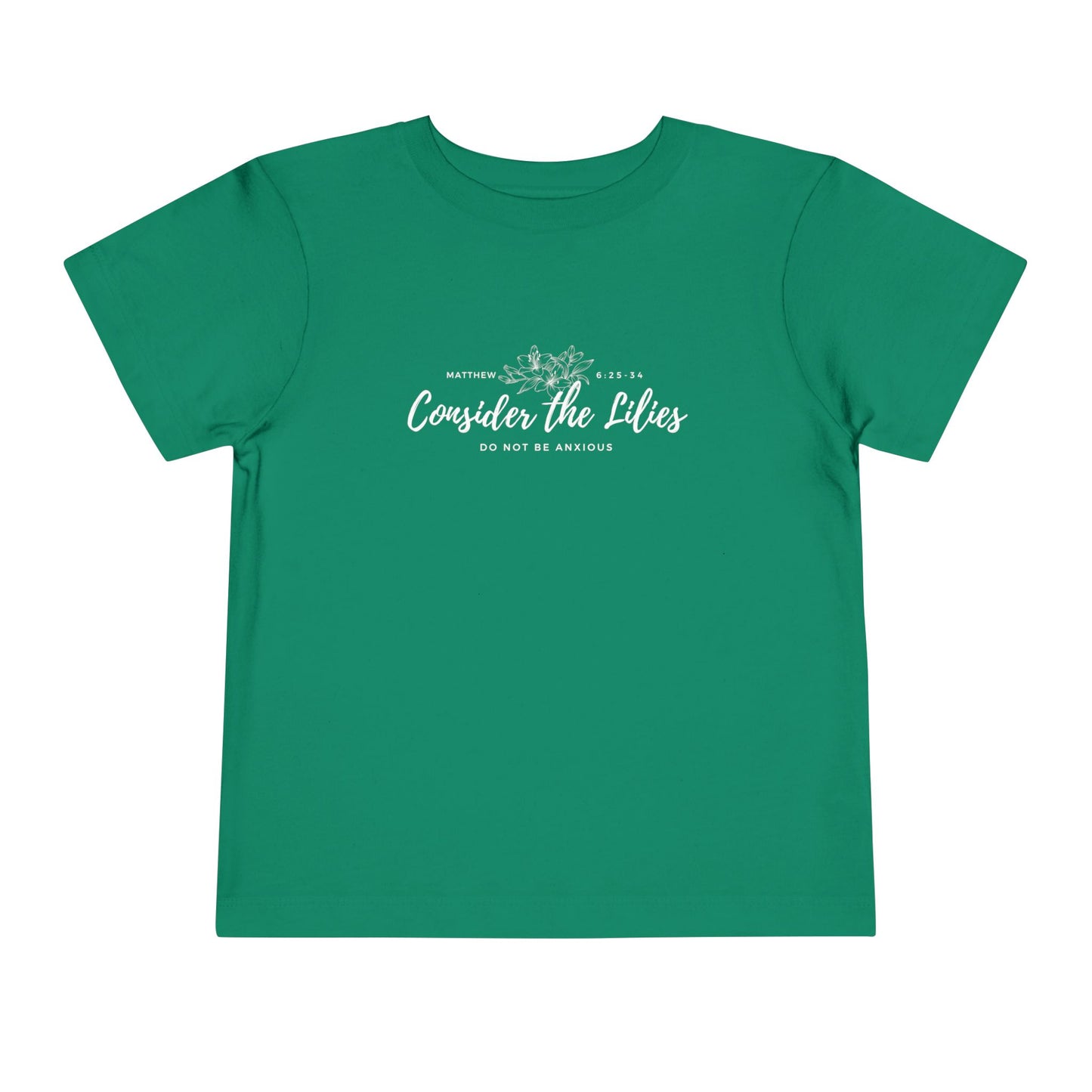 Bella + Canvas Toddler Inspirational Tee - "Consider the Lilies" - Cute Kids Shirt, Birthday Gift, Everyday Wear, Family Matching, Nature Lover