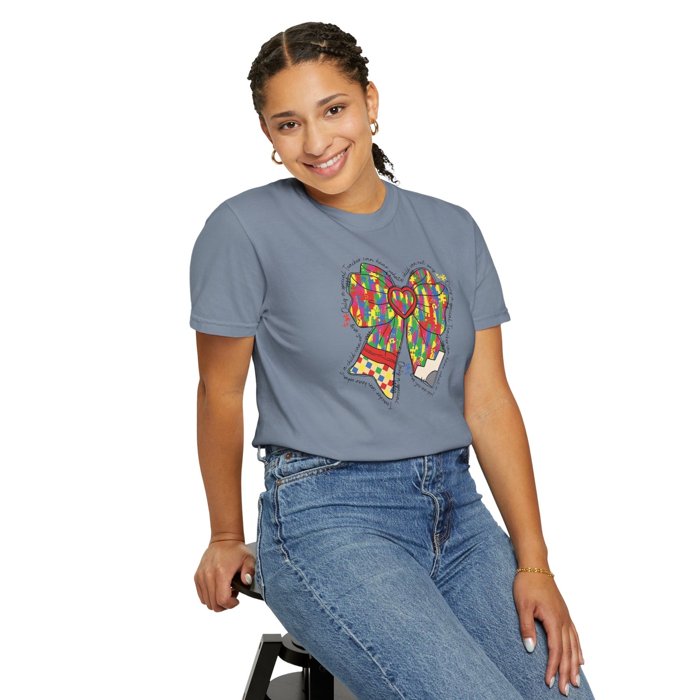 Comfort Colors Special Education Bow T-Shirt , Unisex Garment-Dyed Tee, Casual Wear, Gift for Her, Holiday Apparel