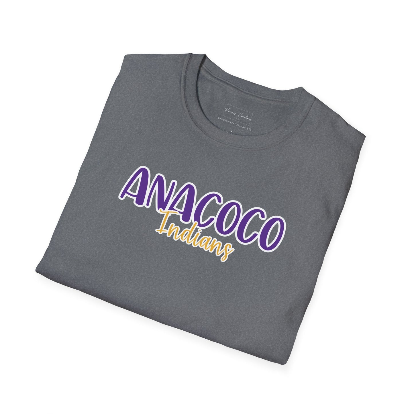 Gildan Anacoco Indians Style 2 Unisex Softstyle T-Shirt, Cute Graphic Tee, Team Spirit Shirt, Casual Wear, Gift for Fans