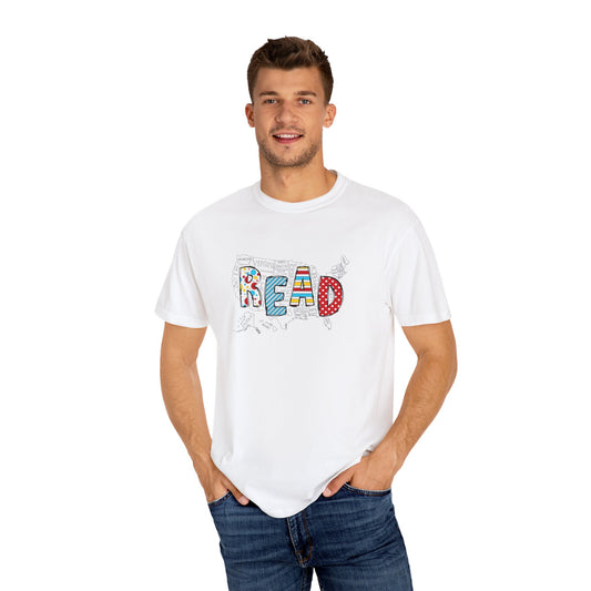 Comfort Colors Unisex Read across the US - Perfect for Teachers, Back to School, Gifts, Classroom Apparel, Casual Wear
