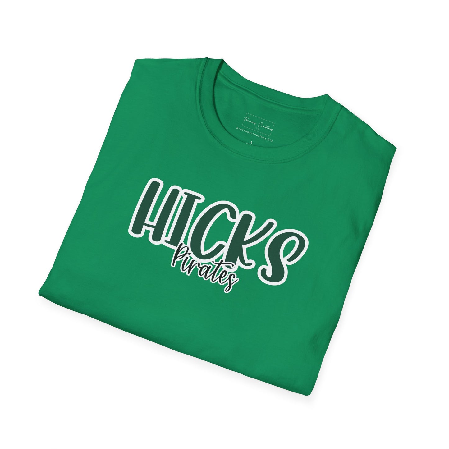 Gildan Hicks Pirates Style 2 Unisex Softstyle T-Shirt, Cute Graphic Tee, Team Spirit Shirt, Casual Wear, Gift for Fans