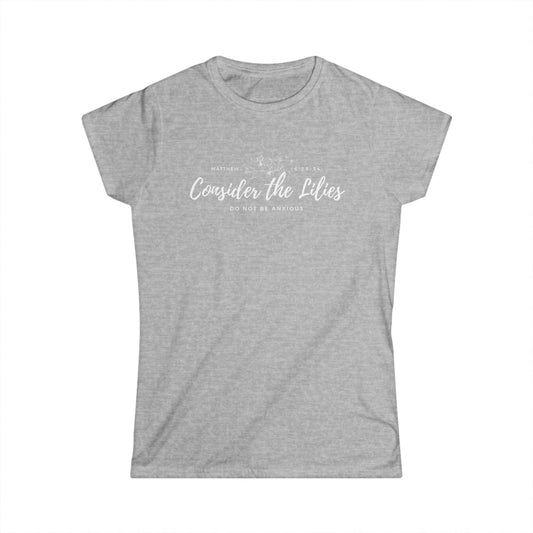 Gildan Inspirational Women's Tee - Consider the Lilies, Motivational Tshirt, Gift for Her, Faith Based Apparel, Christian Clothing, [...]