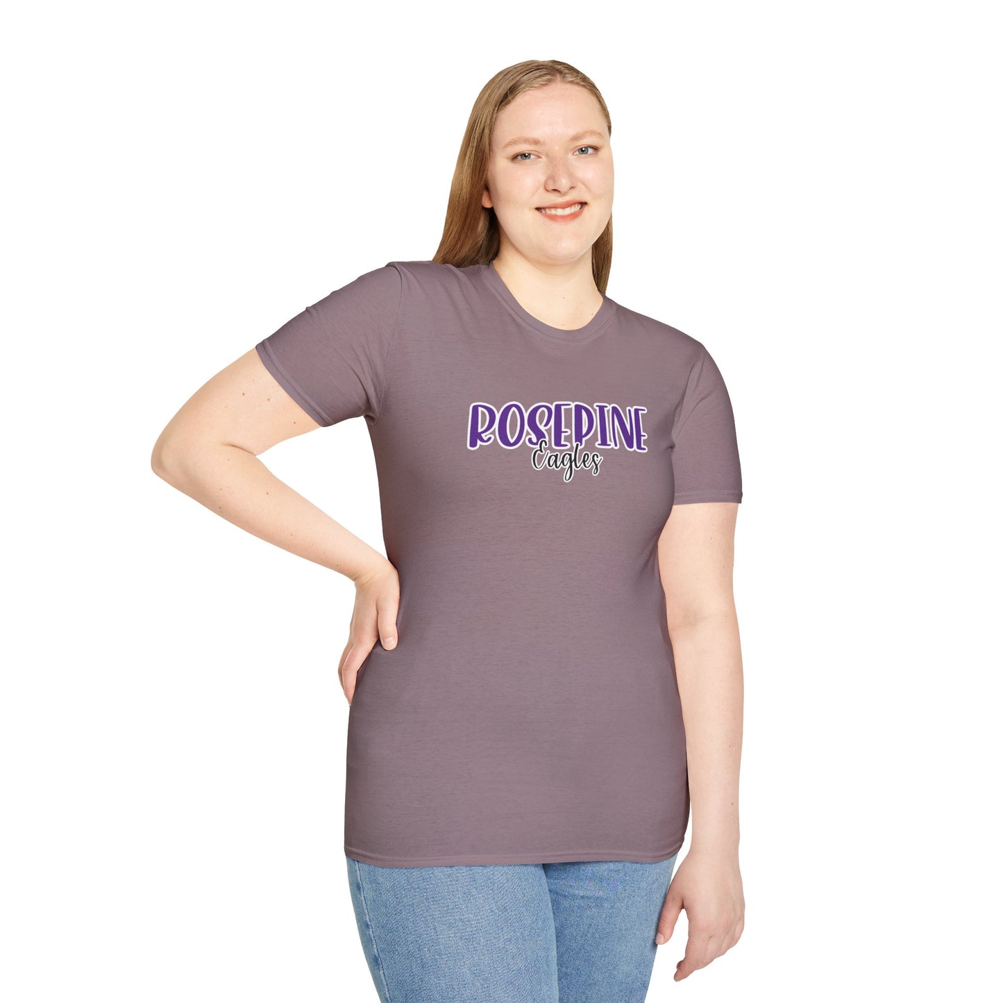 Gildan Rosepine Eagles Style 2 Unisex Softstyle T-Shirt, Cute Graphic Tee, Team Spirit Shirt, Casual Wear, Gift for Fans