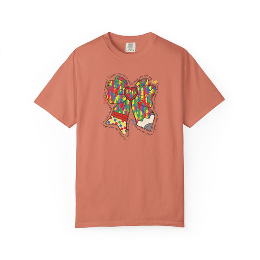 Comfort Colors Special Education Bow T-Shirt , Unisex Garment-Dyed Tee, Casual Wear, Gift for Her, Holiday Apparel