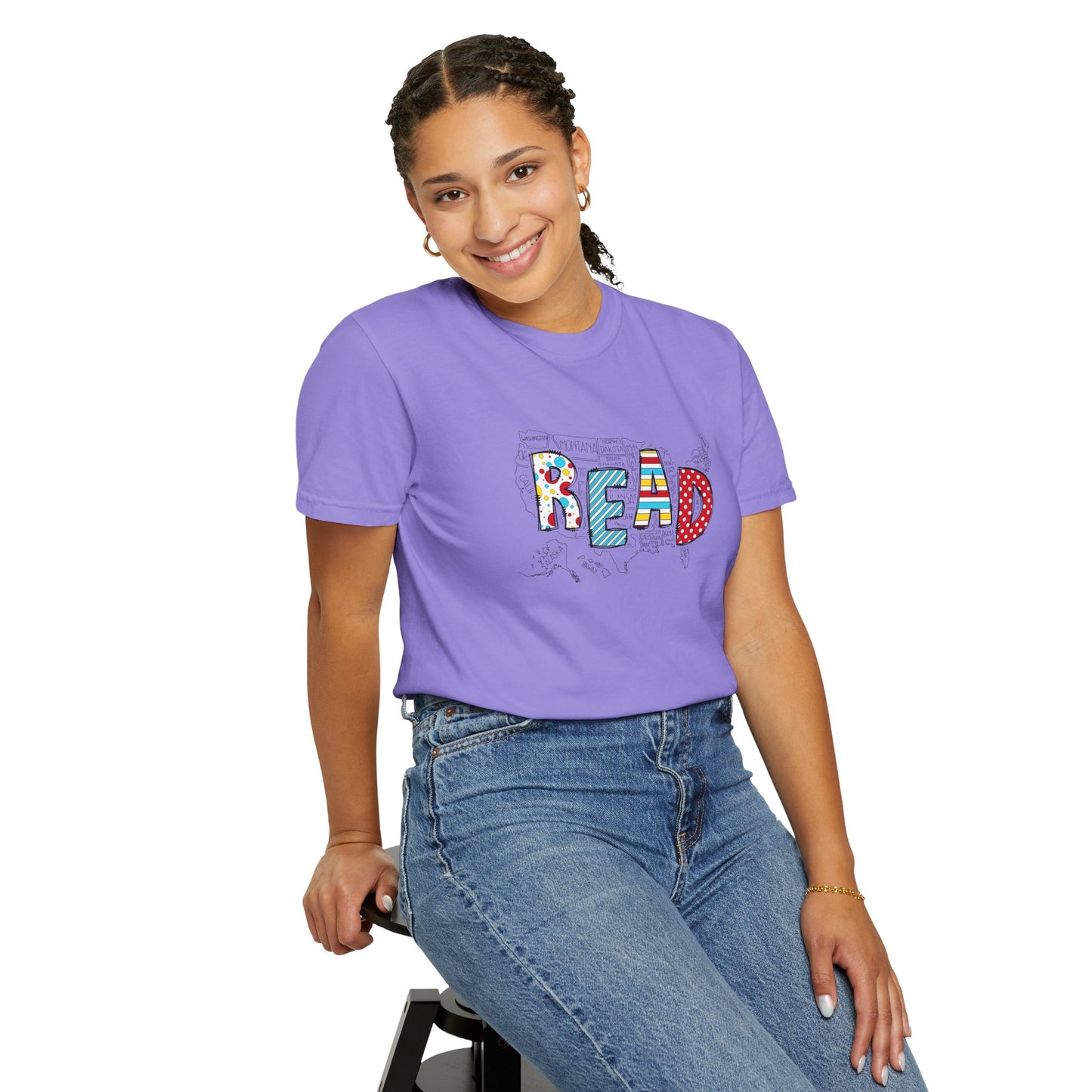Comfort Colors Unisex Read across the US - Perfect for Teachers, Back to School, Gifts, Classroom Apparel, Casual Wear