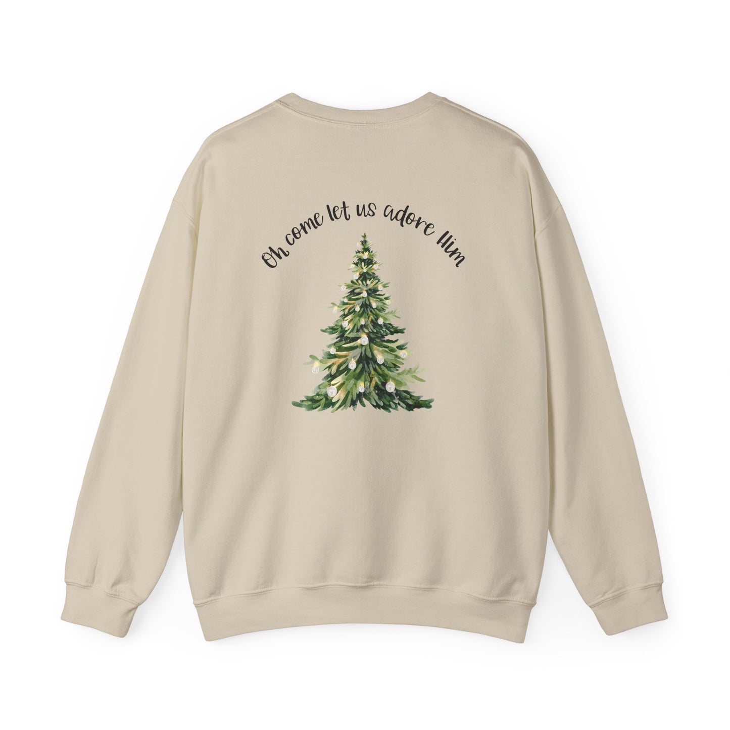 Christmas Tree Crewneck Sweatshirt - Oh Come Let Us Adore Him