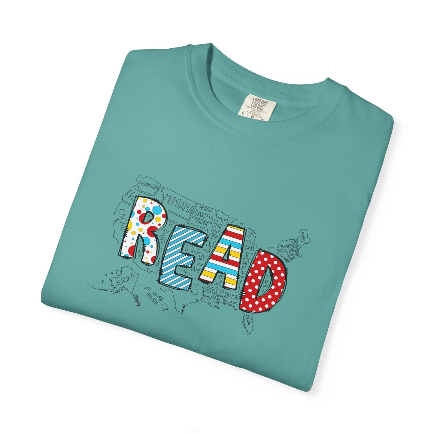 Comfort Colors Unisex Read across the US - Perfect for Teachers, Back to School, Gifts, Classroom Apparel, Casual Wear
