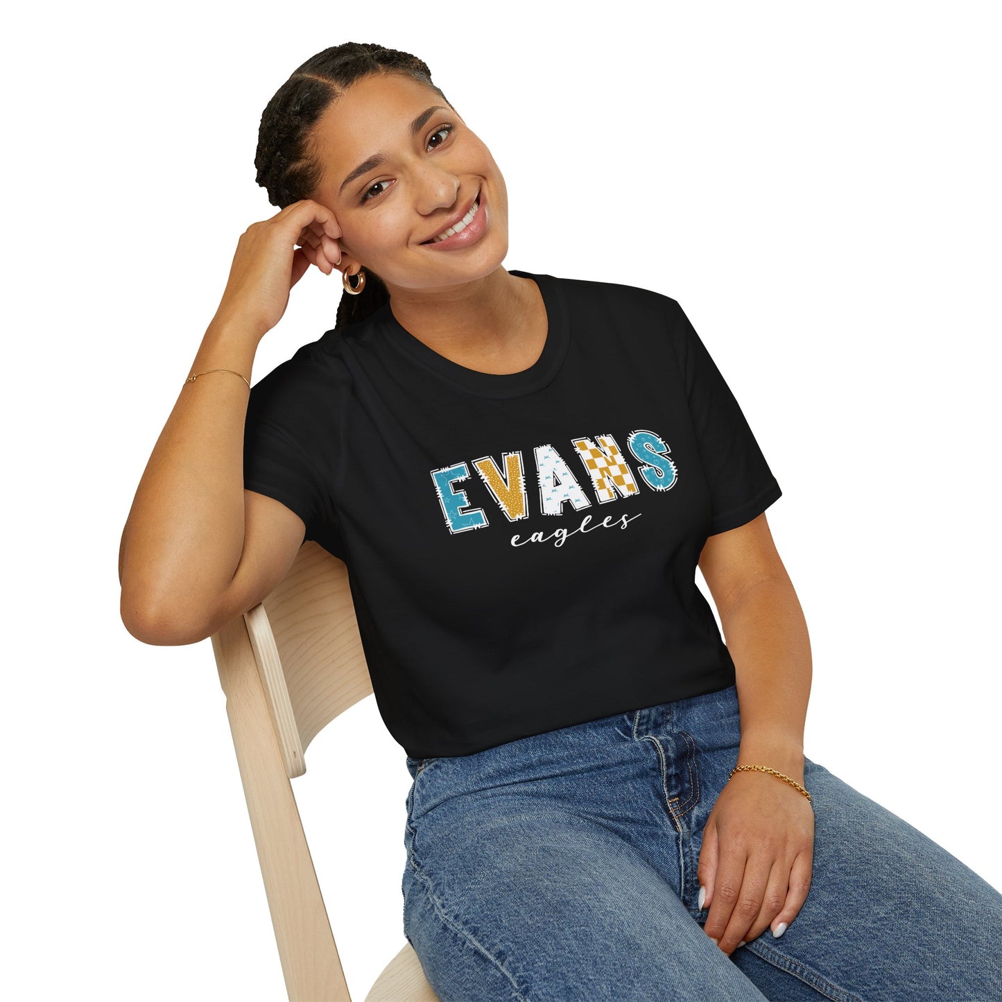 Gildan Evans Eagles Unisex Softstyle T-Shirt, Cute Graphic Tee, Team Spirit Shirt, Casual Wear, Gift for Fans