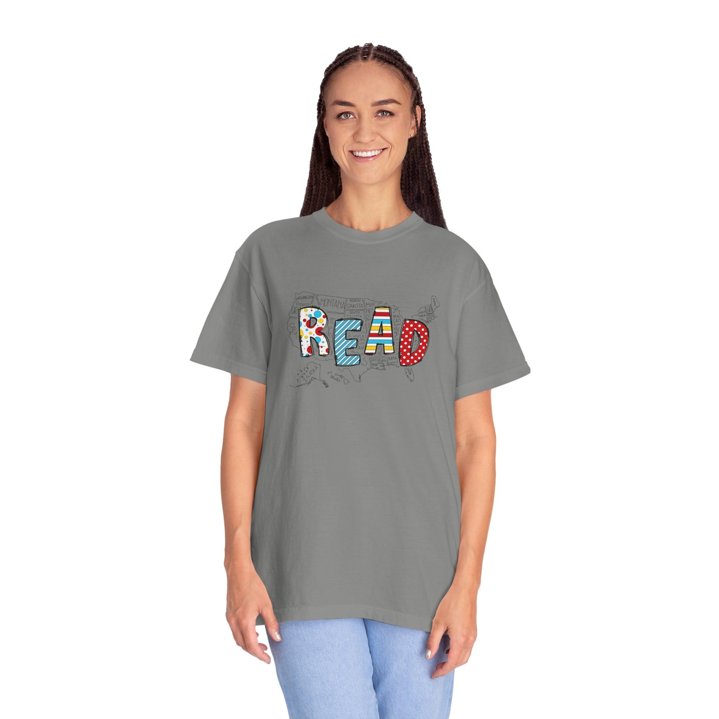 Comfort Colors Unisex Read across the US - Perfect for Teachers, Back to School, Gifts, Classroom Apparel, Casual Wear
