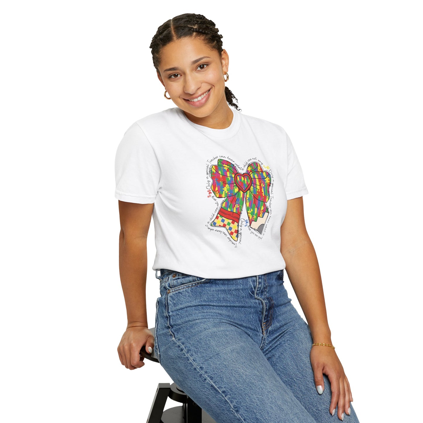 Comfort Colors Special Education Bow T-Shirt , Unisex Garment-Dyed Tee, Casual Wear, Gift for Her, Holiday Apparel