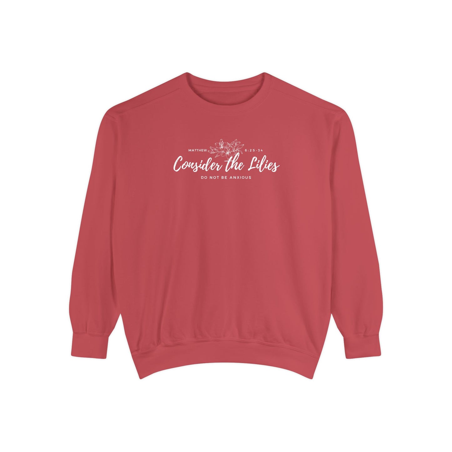 Comfort Colors Unisex Sweatshirt with 'Consider the Lilies' Design, Perfect for Casual Wear, Gifts, Spring Fashion, Cozy Atmosphere, [...]