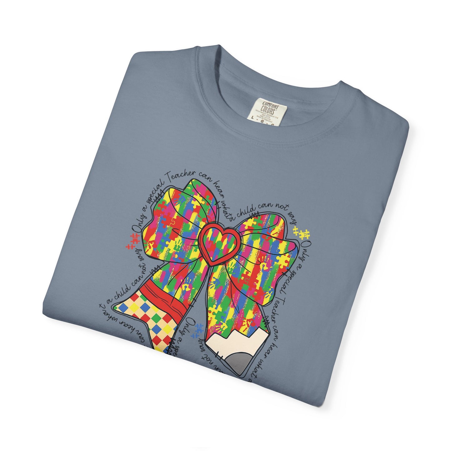 Comfort Colors Special Education Bow T-Shirt , Unisex Garment-Dyed Tee, Casual Wear, Gift for Her, Holiday Apparel
