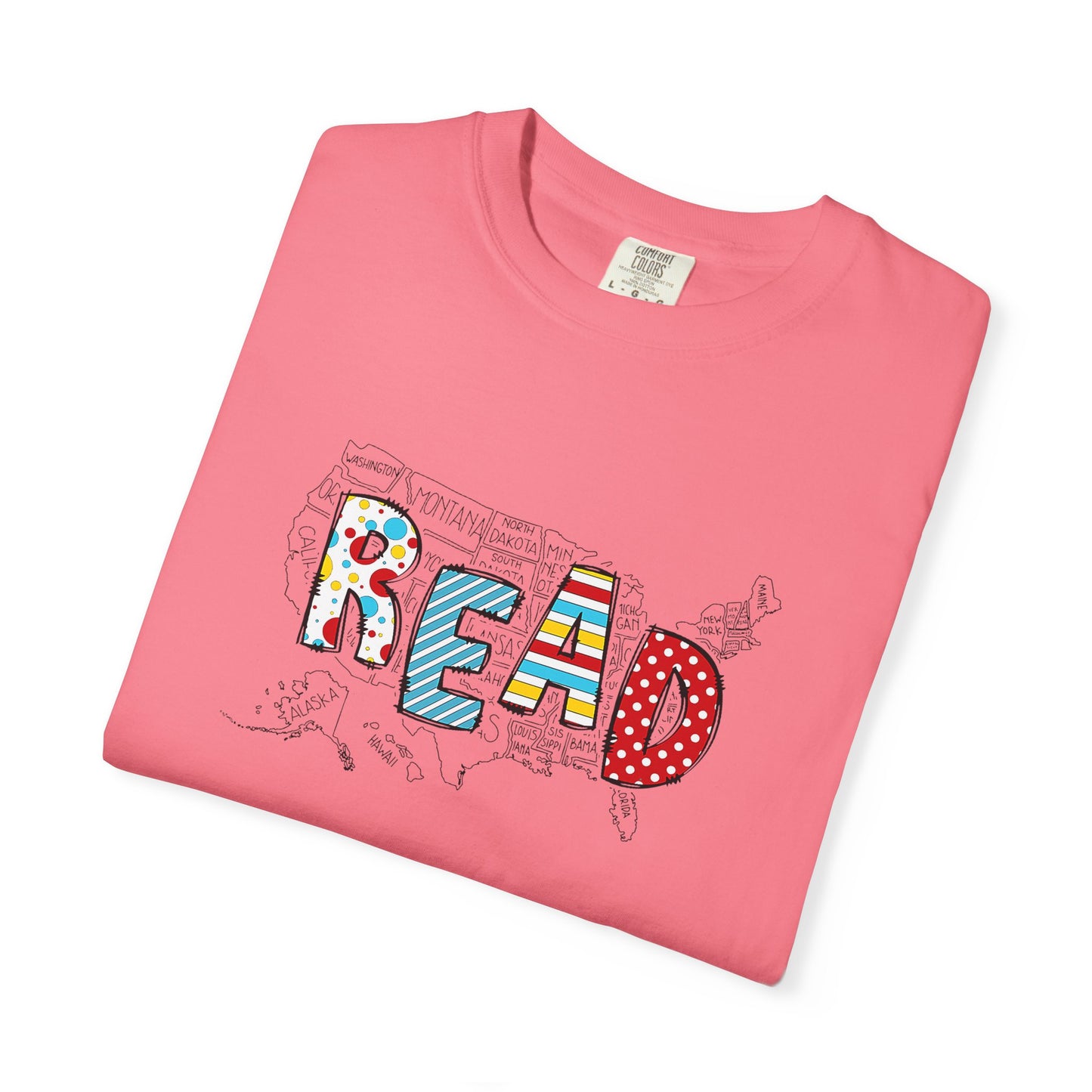 Comfort Colors Unisex Read across the US - Perfect for Teachers, Back to School, Gifts, Classroom Apparel, Casual Wear