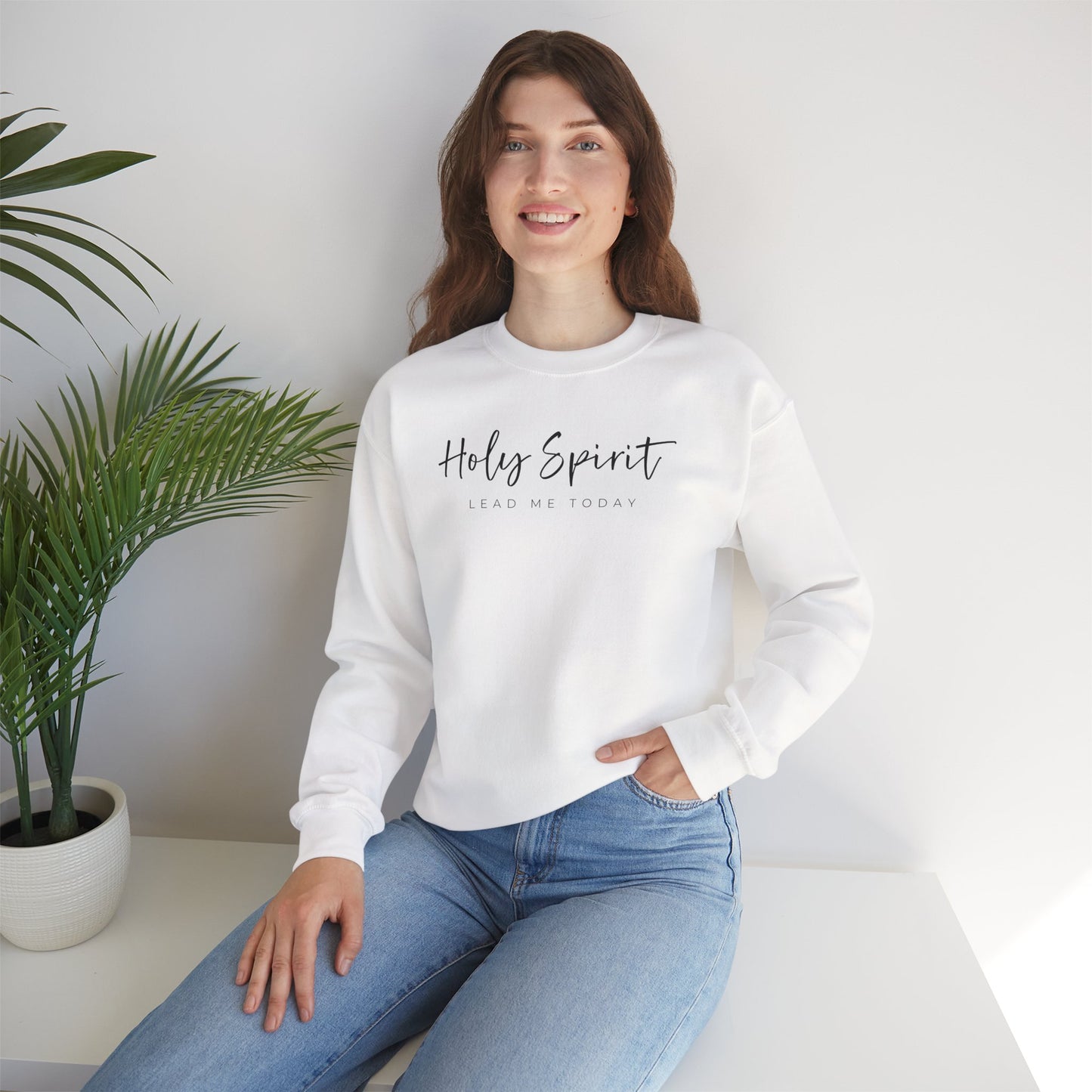 Gildan Comfortable Unisex Crewneck Sweatshirt - "Holy Spirit Lead Me Today" - Faithful Gift, Cozy Wear, Inspirational Apparel, Spiritual [...]