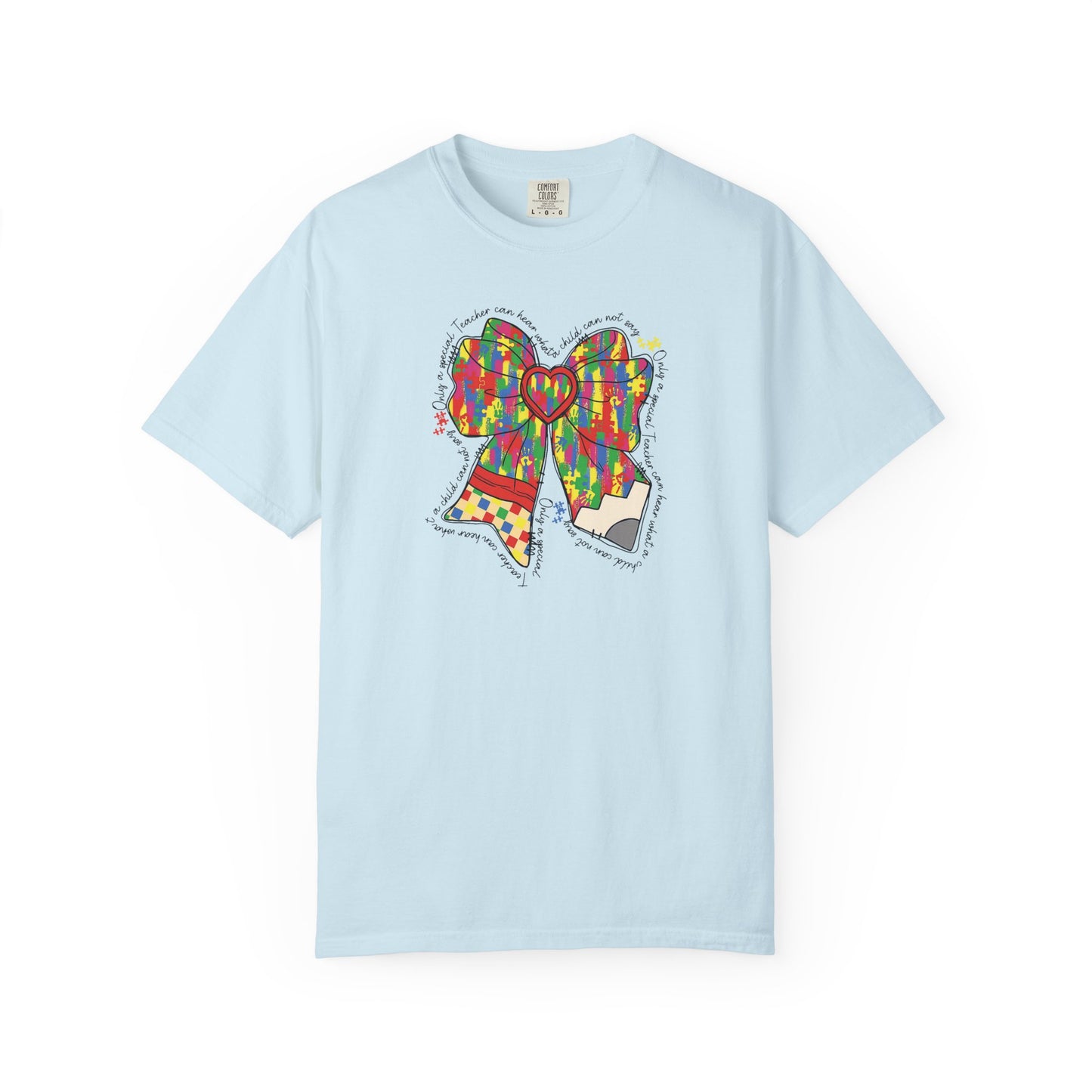 Comfort Colors Special Education Bow T-Shirt , Unisex Garment-Dyed Tee, Casual Wear, Gift for Her, Holiday Apparel