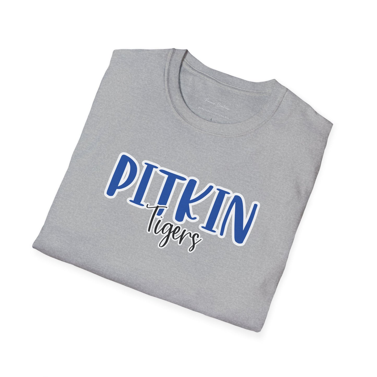 Gildan Pitkin Tigers Style 2 Unisex Softstyle T-Shirt, Cute Graphic Tee, Team Spirit Shirt, Casual Wear, Gift for Fans