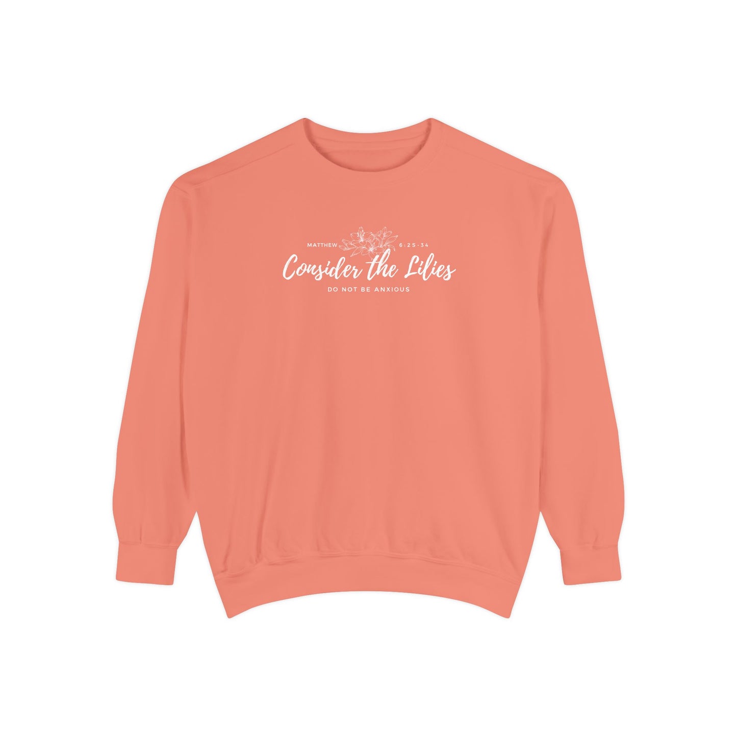 Comfort Colors Unisex Sweatshirt with 'Consider the Lilies' Design, Perfect for Casual Wear, Gifts, Spring Fashion, Cozy Atmosphere, [...]
