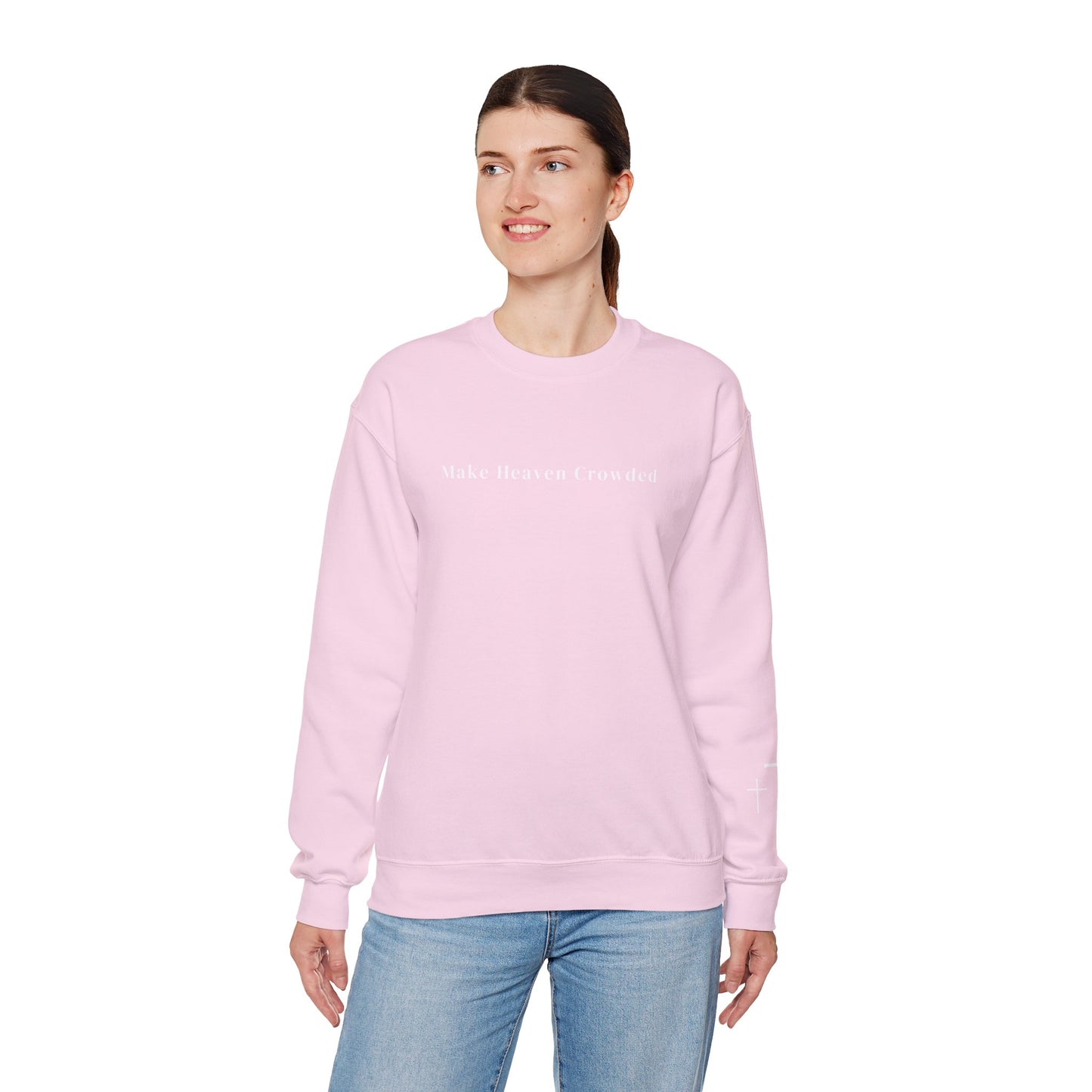Gildan Make Heaven Crowded Minimalist Inspirational Crewneck Sweatshirt | Unisex, Cozy Fashion, Gift for Her, Casual Wear, Comfort Sweatshirt