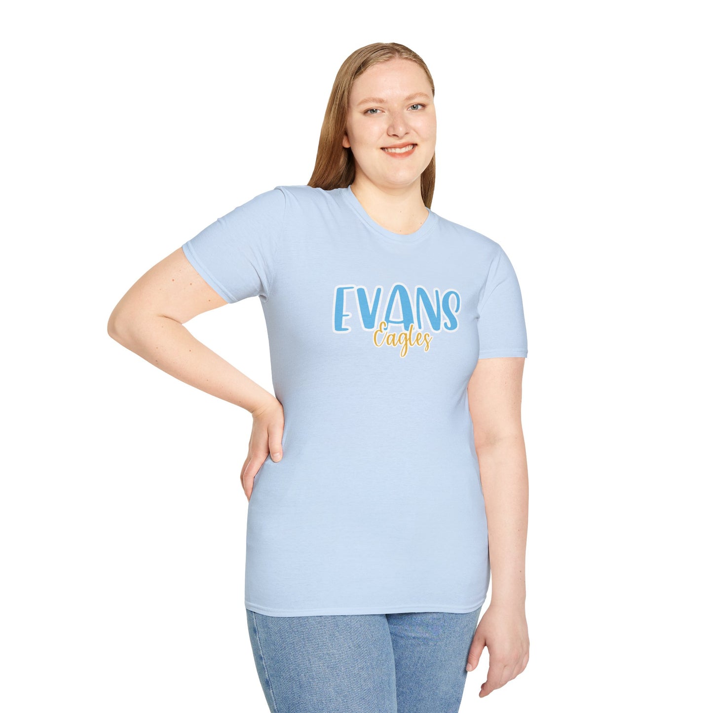Gildan Evans Eagles Style 2 Unisex Softstyle T-Shirt, Cute Graphic Tee, Team Spirit Shirt, Casual Wear, Gift for Fans