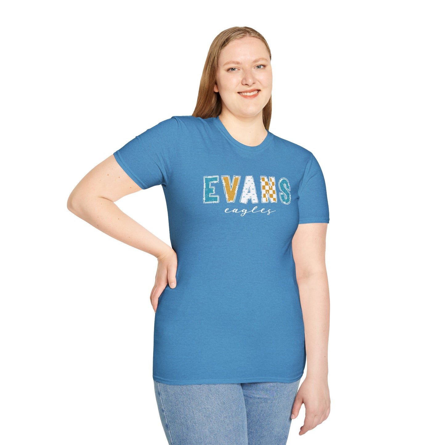 Gildan Evans Eagles Unisex Softstyle T-Shirt, Cute Graphic Tee, Team Spirit Shirt, Casual Wear, Gift for Fans