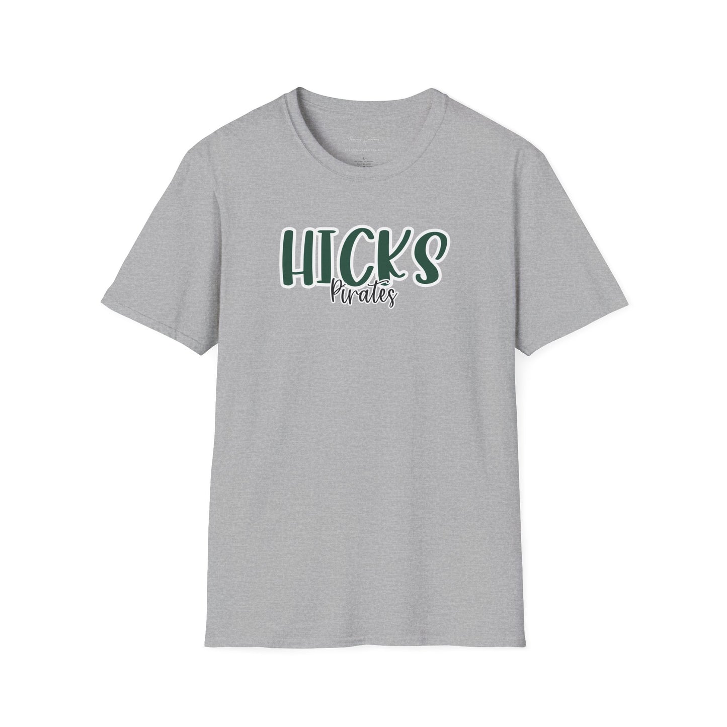 Gildan Hicks Pirates Style 2 Unisex Softstyle T-Shirt, Cute Graphic Tee, Team Spirit Shirt, Casual Wear, Gift for Fans