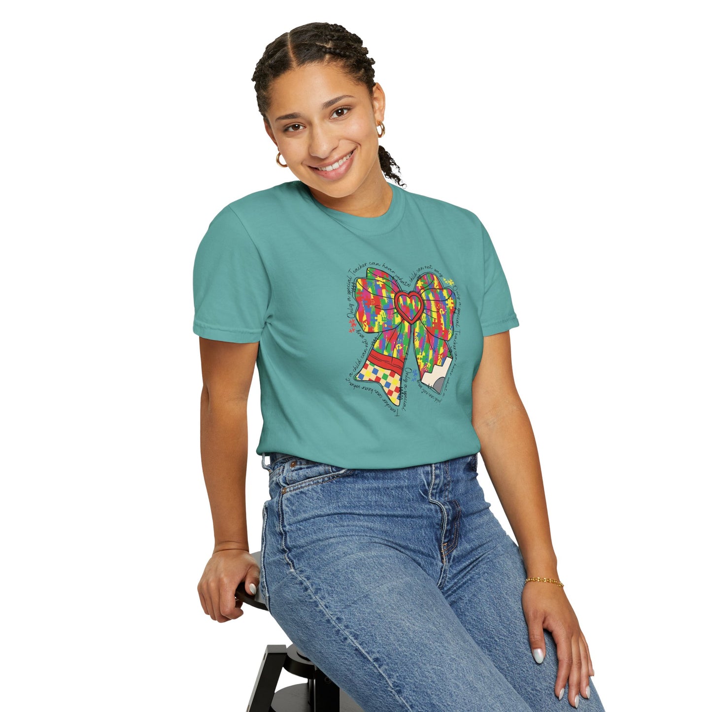Comfort Colors Special Education Bow T-Shirt , Unisex Garment-Dyed Tee, Casual Wear, Gift for Her, Holiday Apparel