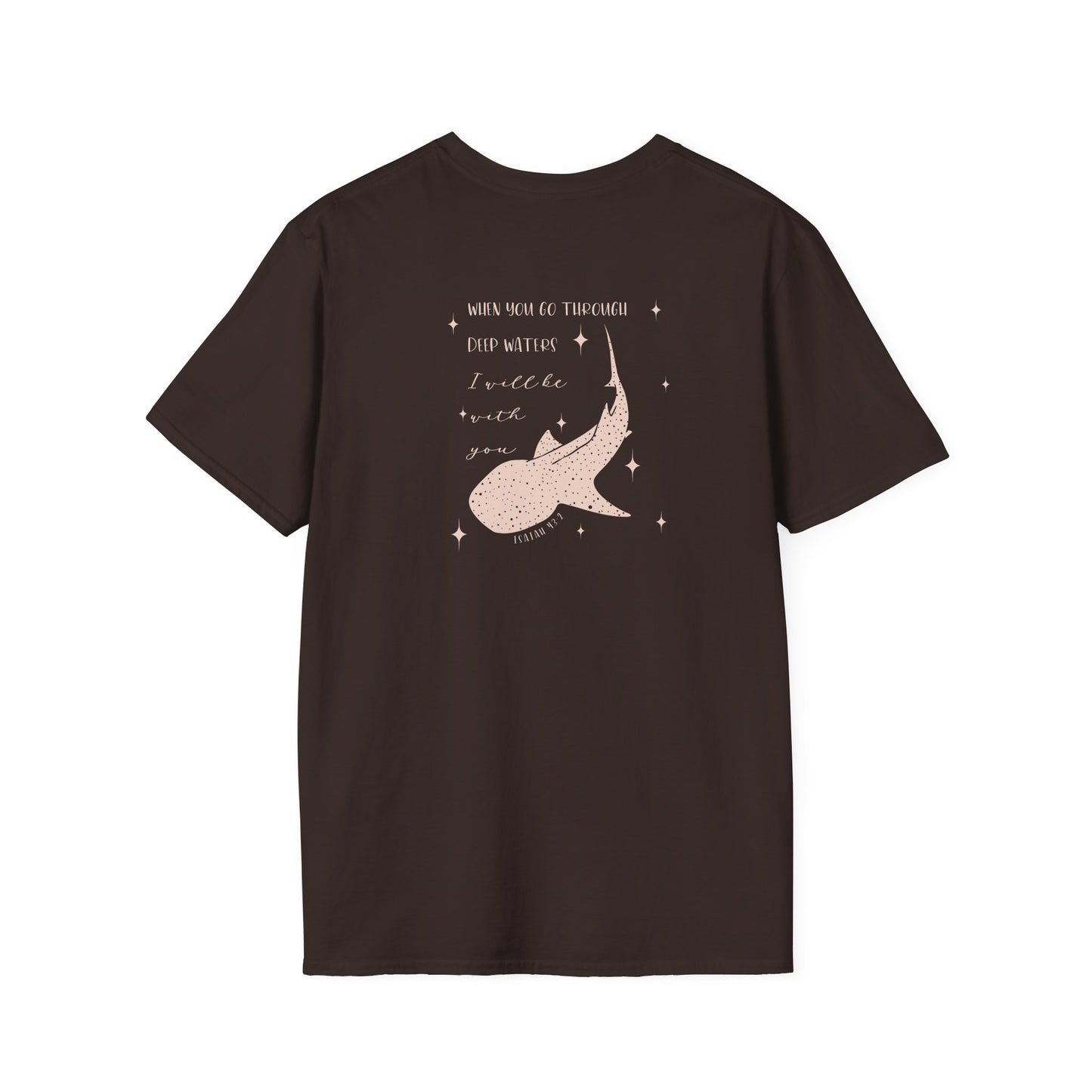 Gordy Fundraiser- Gildan Isaiah 43:2 Unisex Softstyle T-Shirt, Eco-Friendly Tee, Casual Wear, Gift for Nature Lovers, Ocean Theme Shirt, Inspirational Quote Top