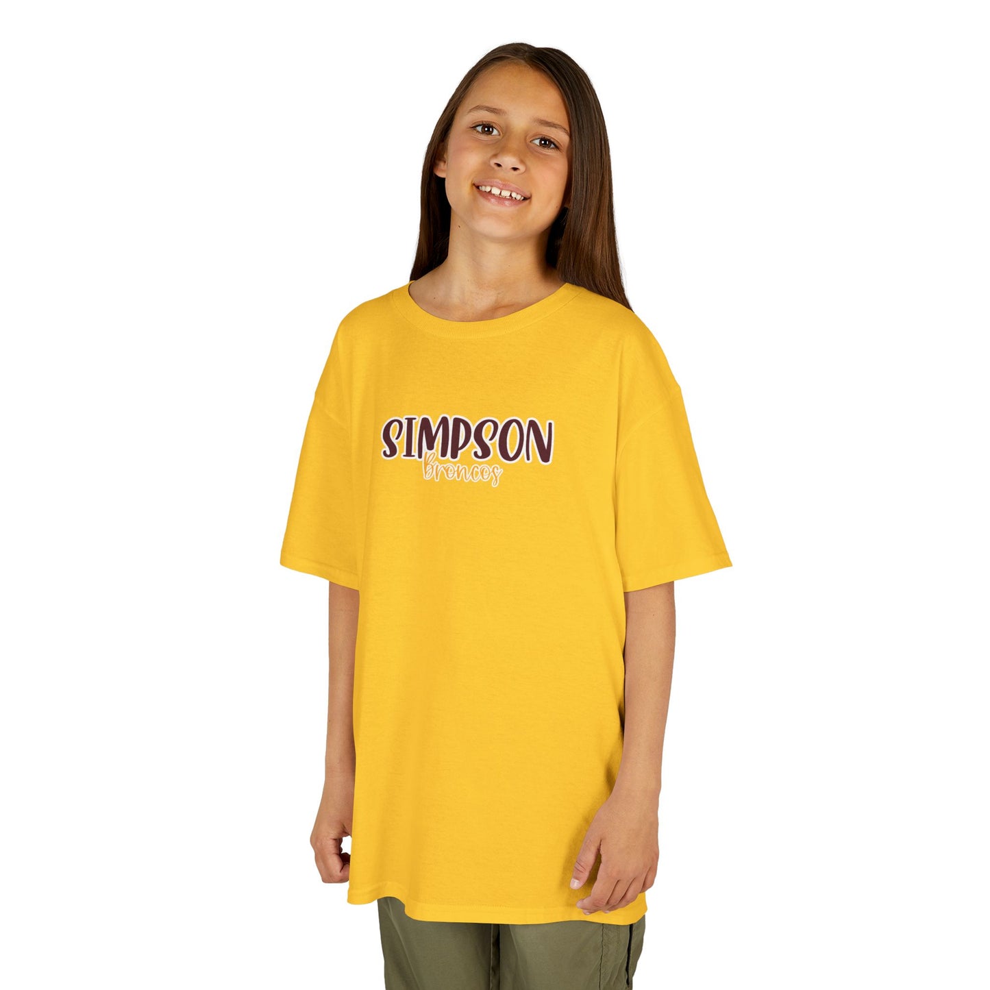 Gildan Kids Heavy Cotton Tee with Simpson Broncos Style 2 Design, Cute Children's T-Shirt, School Spirit Apparel, Gift for Young Fans, Sporty Kids Wear