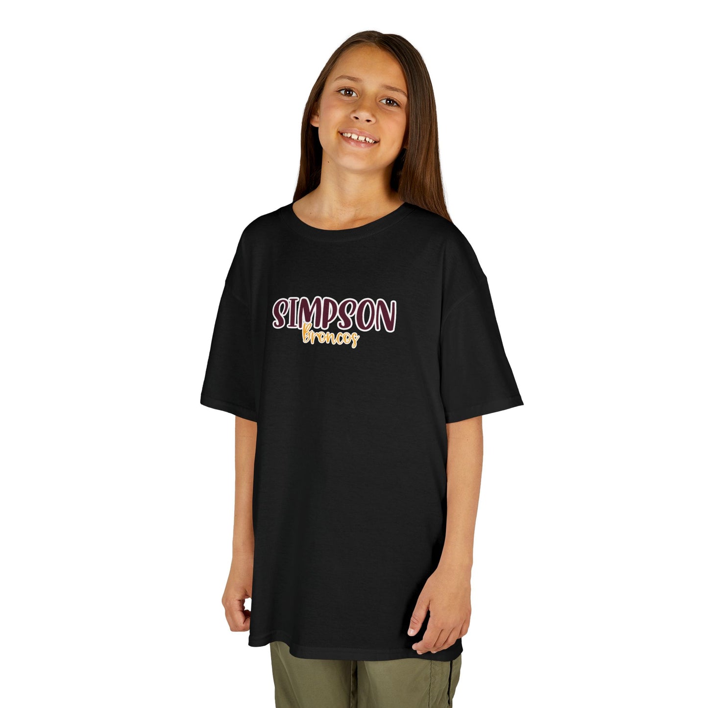 Gildan Kids Heavy Cotton Tee with Simpson Broncos Style 2 Design, Cute Children's T-Shirt, School Spirit Apparel, Gift for Young Fans, Sporty Kids Wear