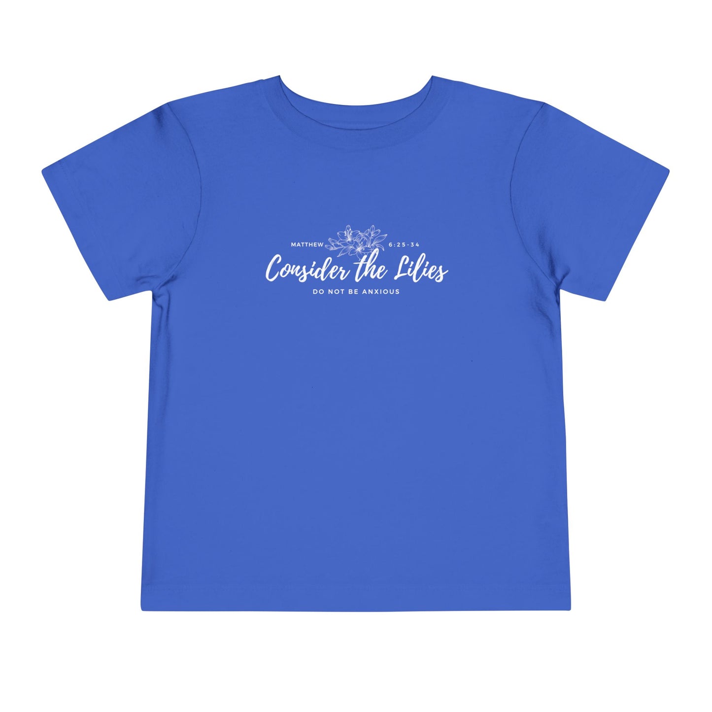 Bella + Canvas Toddler Inspirational Tee - "Consider the Lilies" - Cute Kids Shirt, Birthday Gift, Everyday Wear, Family Matching, Nature Lover