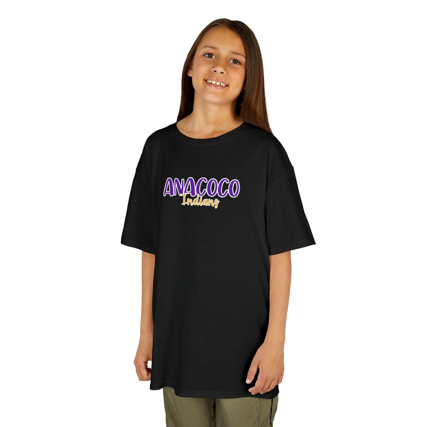 Gildan Kids Heavy Cotton Tee with Anacoco Indians Style 2 Design, Cute Children's T-Shirt, School Spirit Apparel, Gift for Young Fans, Sporty Kids Wear