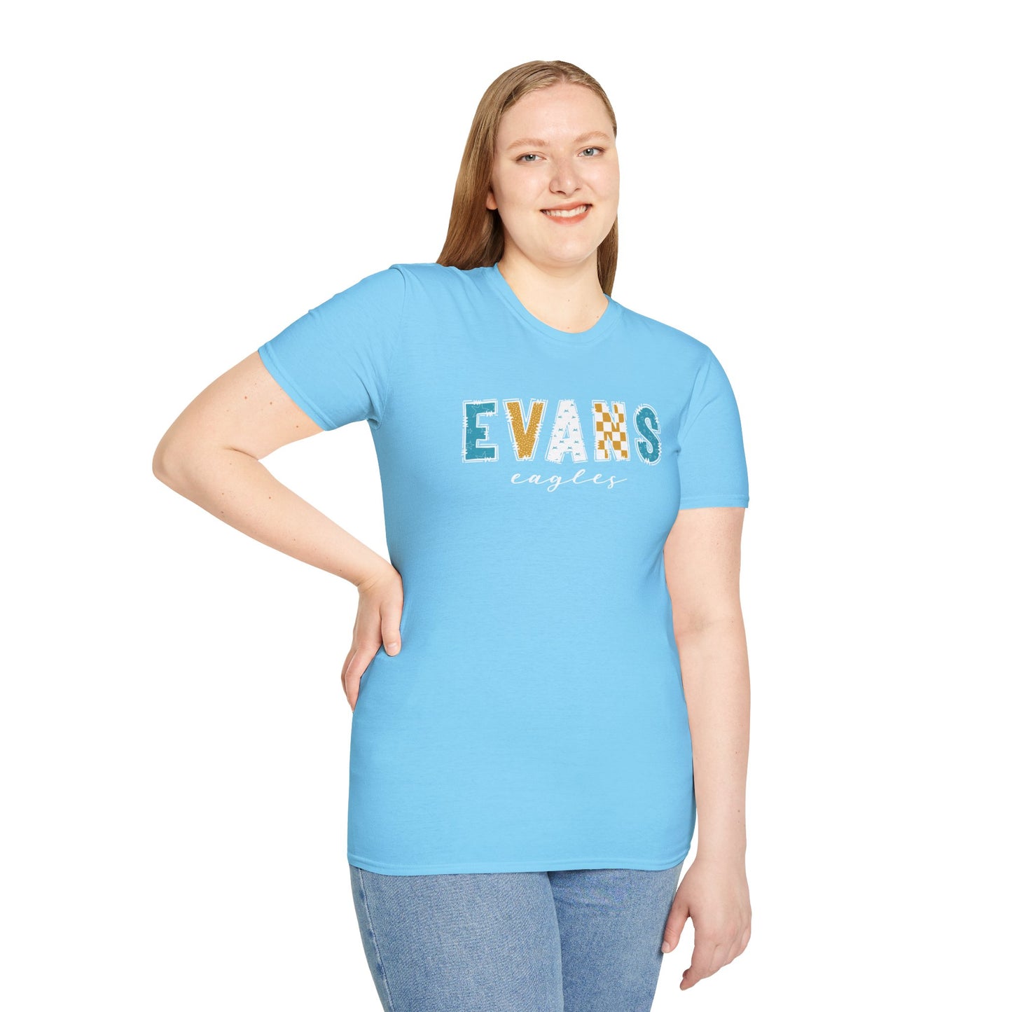 Gildan Evans Eagles Unisex Softstyle T-Shirt, Cute Graphic Tee, Team Spirit Shirt, Casual Wear, Gift for Fans