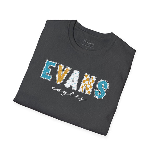 Gildan Evans Eagles Unisex Softstyle T-Shirt, Cute Graphic Tee, Team Spirit Shirt, Casual Wear, Gift for Fans