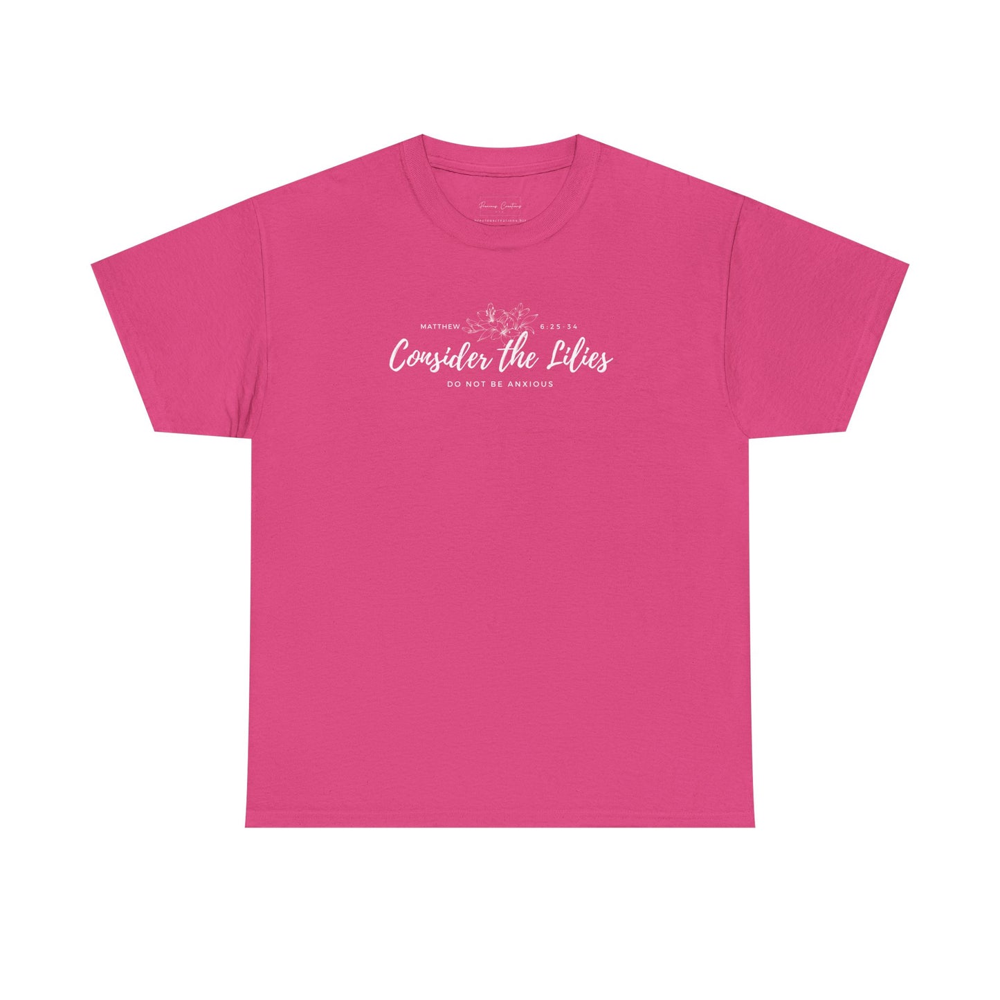 Gildan Unisex Heavy Cotton Tee with 'Consider the Lilies' Design | Casual Wear, Gifts, Inspirational Apparel, Everyday Comfort
