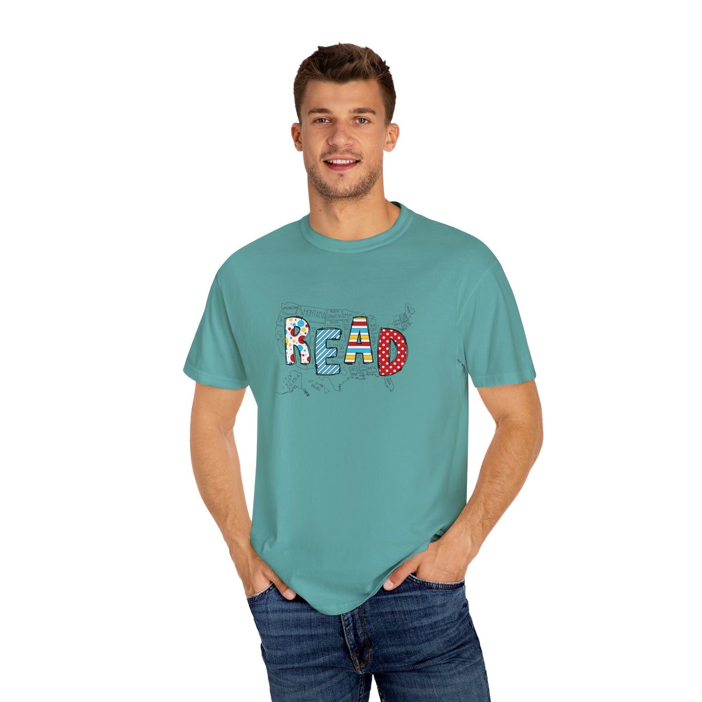 Comfort Colors Unisex Read across the US - Perfect for Teachers, Back to School, Gifts, Classroom Apparel, Casual Wear