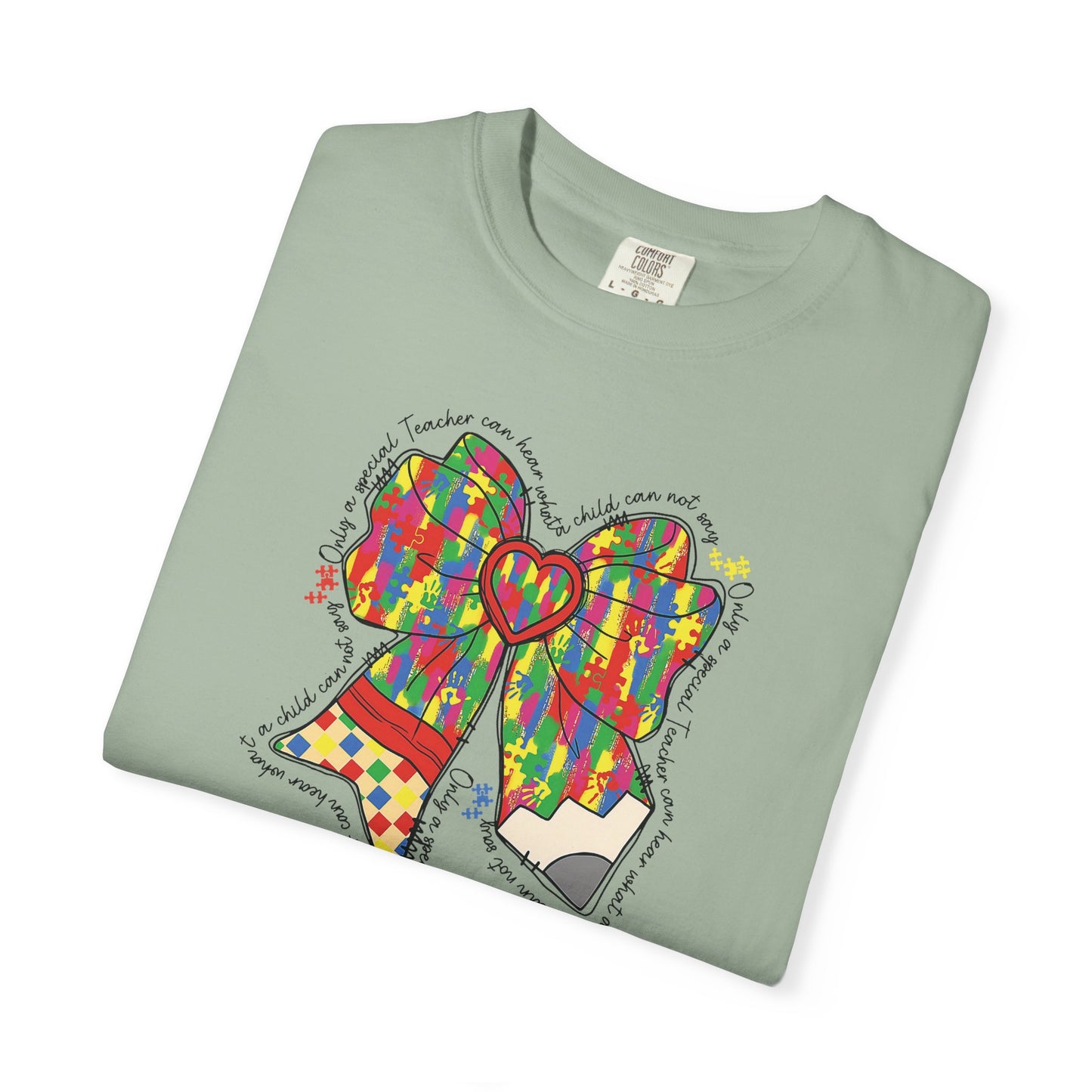 Comfort Colors Special Education Bow T-Shirt , Unisex Garment-Dyed Tee, Casual Wear, Gift for Her, Holiday Apparel