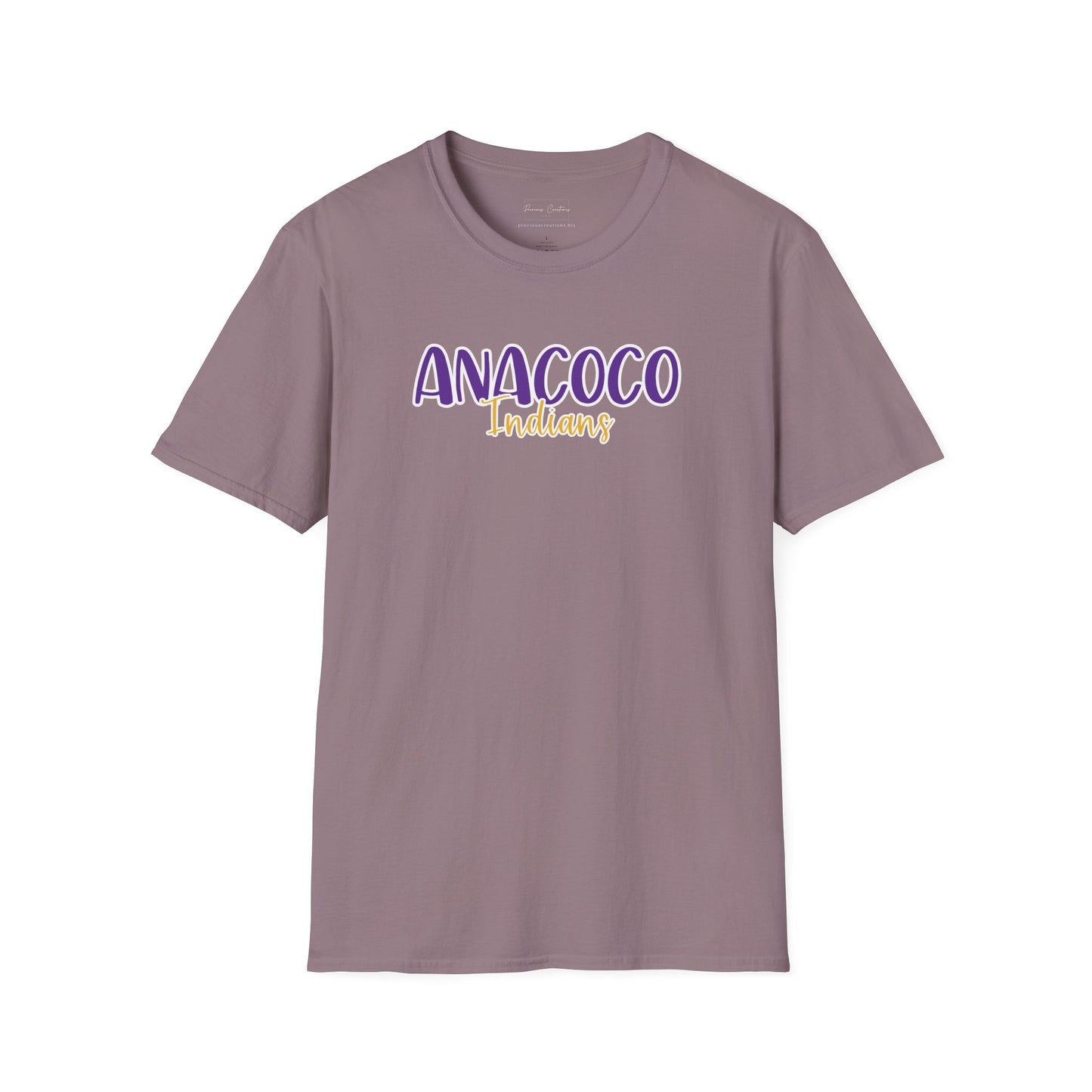 Gildan Anacoco Indians Style 2 Unisex Softstyle T-Shirt, Cute Graphic Tee, Team Spirit Shirt, Casual Wear, Gift for Fans