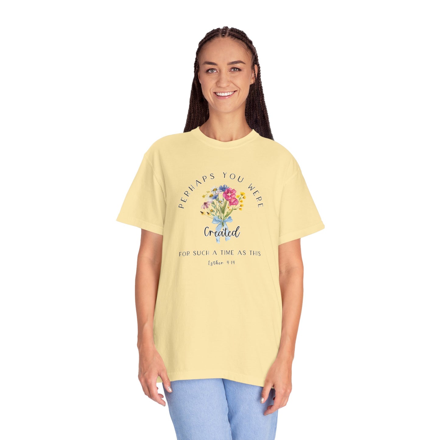 Comfort Colors Esther 4:14 Light colors Inspirational Floral T-Shirt, Unisex Garment-Dyed Tee, Perfect Gift, Spiritual Apparel, Thoughtful Quote Shirt, Everyday Wear
